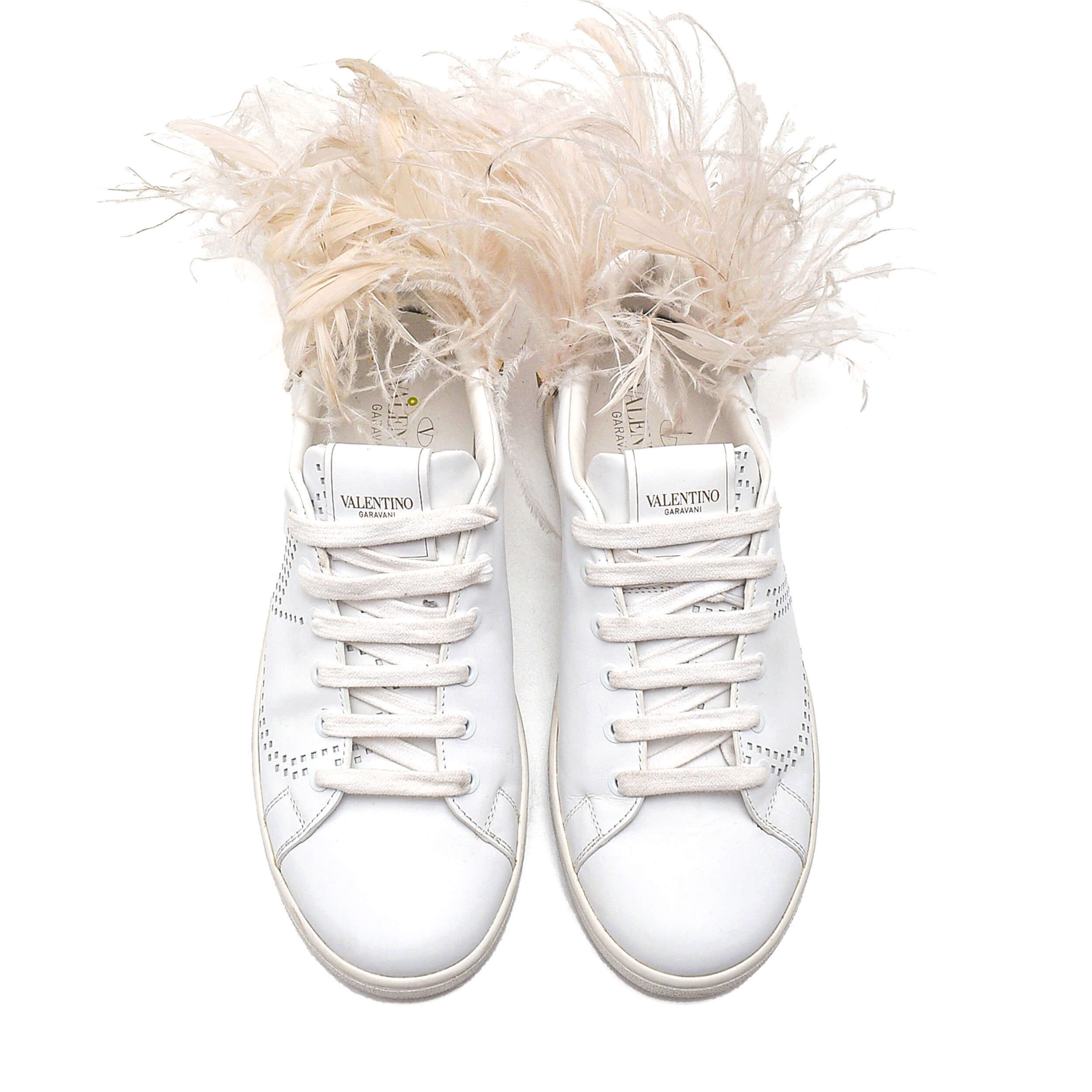 Valentino - White Feather Detail Sneakers